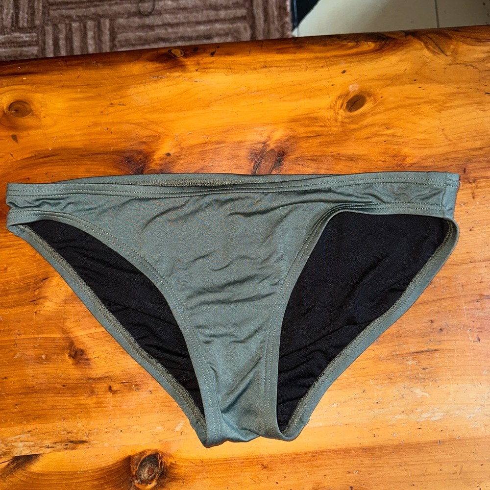 Carmen Mark Valvo Women’s Olive Green Bikini Bottom - Classic Swim Brief Sz XS